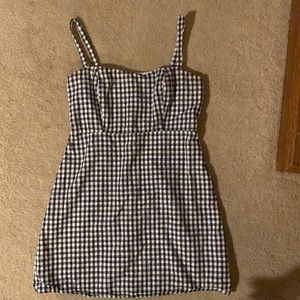 Black & White Gingham Overall/Mini-Dress